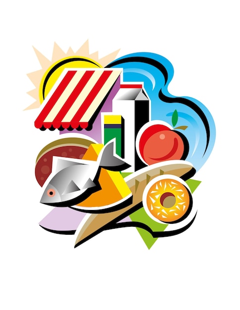 A dynamic, colorful graphic representing various franchising sectors in Colombia, including food, education, healthcare, and retail. The graphic uses icons and vibrant colors to showcase the growth potential of each sector.