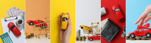 A collage of images showing different ways to save money, such as cutting coupons, cooking at home, and using public transportation. The images are colorful and visually appealing.