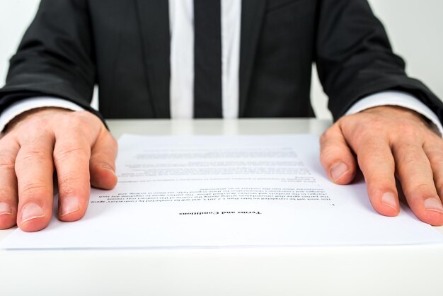 Close-up on contract language with the words 