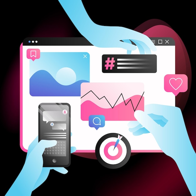 A dashboard displaying social media analytics, including metrics like engagement rate, reach, website clicks, and follower growth. The dashboard is designed to be easy to understand and visually appealing.